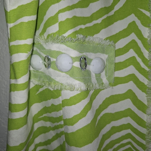 Berek  Green Zebra Print Blazer 100% Cotton Jacket Size 3XL - Picture 6 of 10